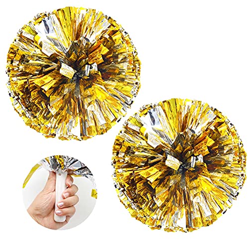 KINHARD 2 Piezas Pompones de Porristas de Lámina Metálica, Pompones de Porristas de Colores Mezclados Adecuados para Eventos Deportivos, Juegos de Pelota de Porristas, Bailes Cover