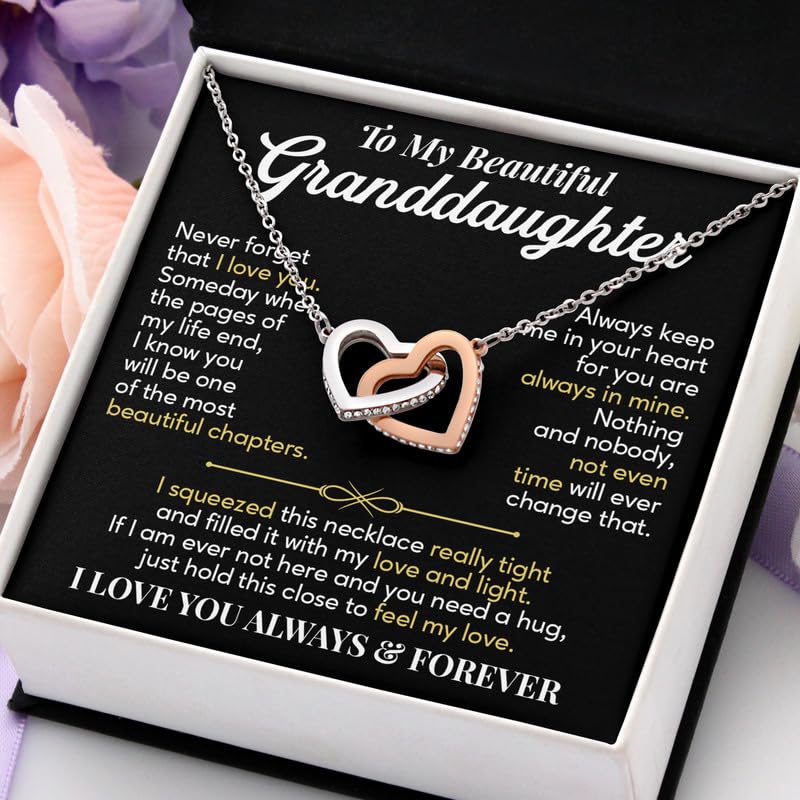 To My Granddaughter Interlocking Heart Pendant, Meaningful Jewelry With Heartfelt Note from Grandma And Grandpa, Inspirational Message Card, Holiday Birthday Graduation Christmas Gift In Box2