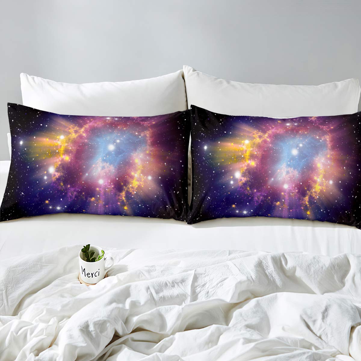 Loussiesd Gwiaździste niebo poszewka na kołdrę fioletowa galaktyka luksusowy zestaw pościeli astronomia odkrywanie poszewka na kołdrę miękka mikrofibra dekoracja domu dla dzieci dziewcząt 1 poszewka