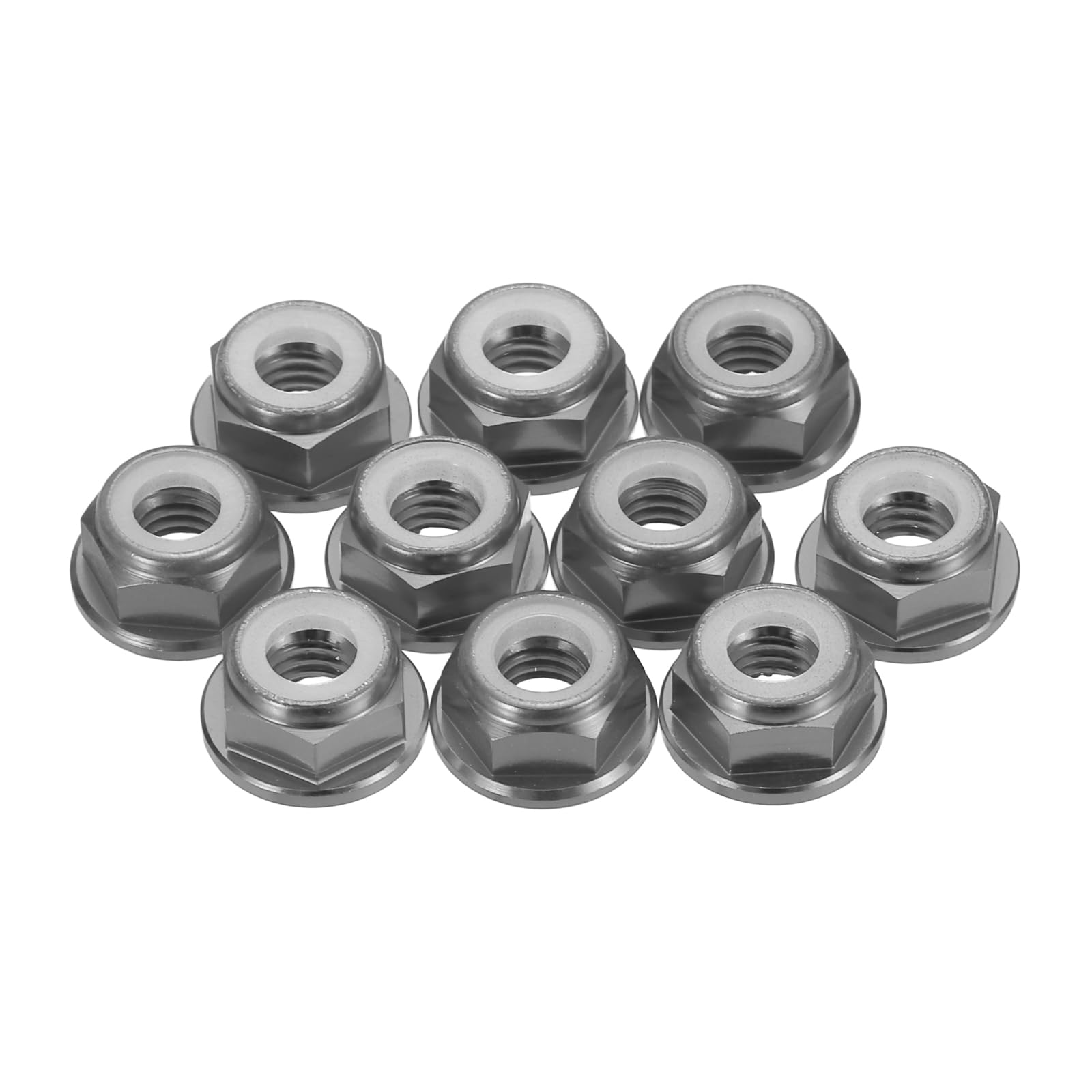 sourcing map 8 Pcs M6 Pitch 1mm Aluminum Alloy Lock Nuts Flanged Hex Nuts Nylon Locking Serrated for RC Drone Quadcopter Motor Prop Adapter FPV Parts Fasteners, Grey