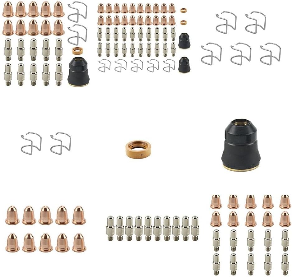 Plasma Cutter Consumables Kit for S45 Torch, Compatible for Chicago Electric 95136 for Razorweld CUT45, PR0110 Copper Electrodes PD0116 Nozzles Shield Cups(10pcs nozzles)