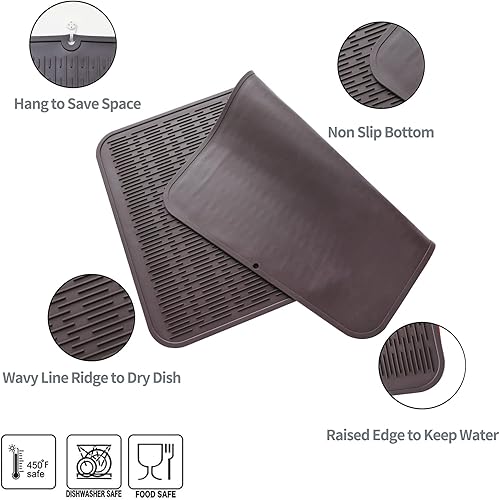 Miniatura 864 de Tapete de silicona para secado de platos para múltiples usos, fácil de limpiar, ecológico, resistente al calor, tapete de silicona para encimera