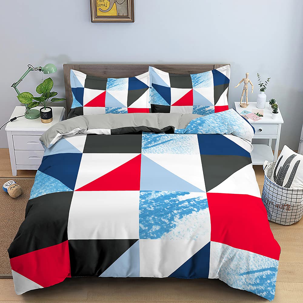 Linge De Lit Rayé Adulte Parure De Lit 220x240 Cm Vert Géométrique Moderne - Housse De Couette + 2 Taies 65x65 Cm - Microfibre Douce
