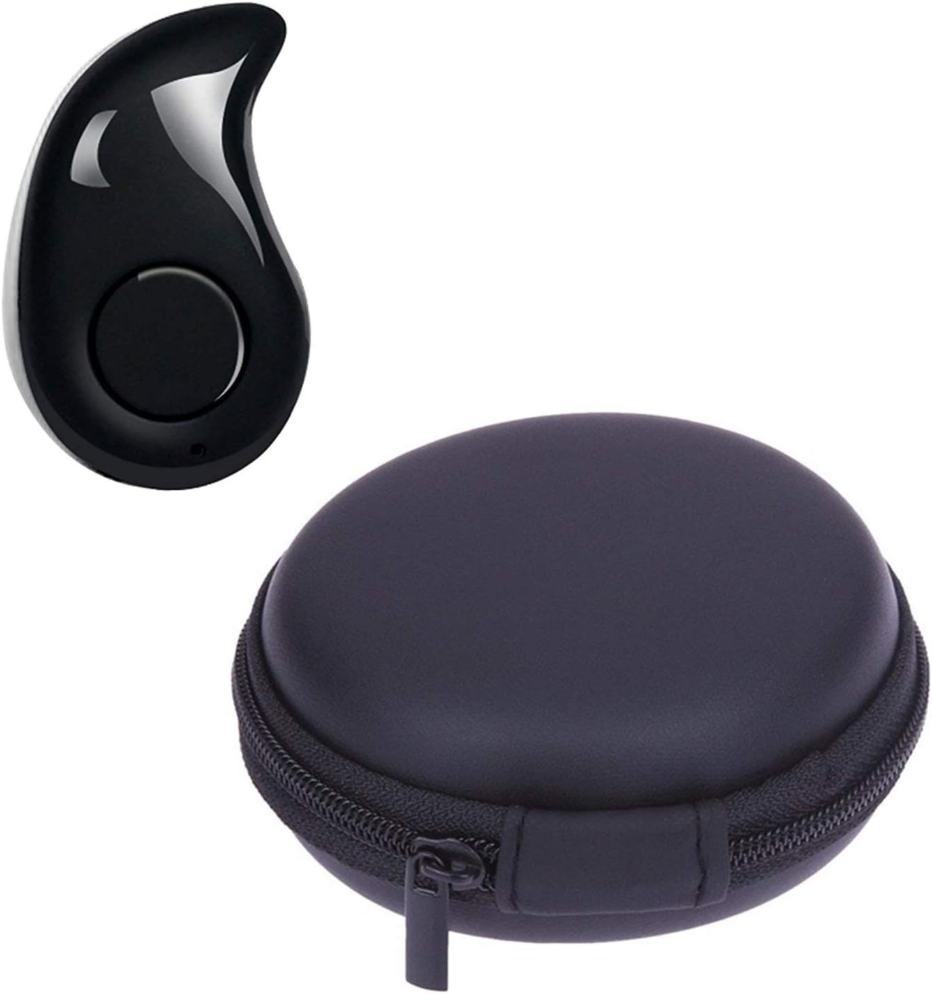 R K ENTERPRISES Kaju Bluetooth earpiece, Mini S530 Hands Free Bluetooth Earbuds Headset Earphones with Mic for iOS,andoirds Other Smartphones with Zip Round Pouch.
