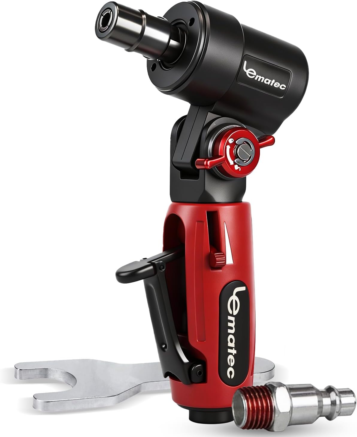 LE LEMATEC Air Die Grinder with Adjustable Swivel Head - 20,000 RPM Pneumatic Tool for Porting, Weld Prep & Auto Detailing - Variable Angle Grip (1/4 Inch Collet)