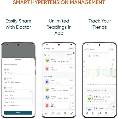 Miniatura 5 de Dario - Monitor de presión arterial para parte superior del brazo con manguito de presión arterial, bolsa de transporte, pilas  Bluetooth para la