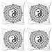ABAKUHAUS japonés Set de 4 Fundas para Cojín, Ying Yang asiática, Estampado Digital en Ambos Lados y Cremallera, 45 cm x 45 cm, Blanco Negro
