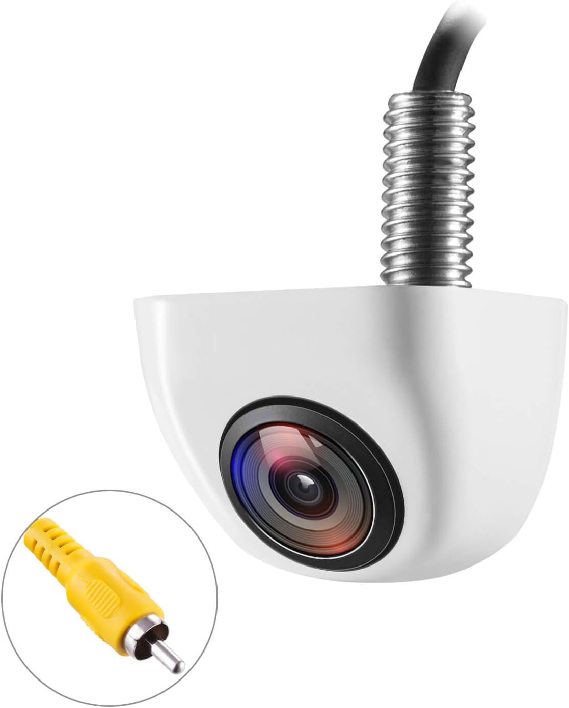 Backup/Front View Camera White - IPK Waterproof Great Night Vision HD and Super Wide Angle Metal OEM Style White Reverse Rear View Backup Camera for Cars Pickup Trucks SUVs RVs Vans (White)