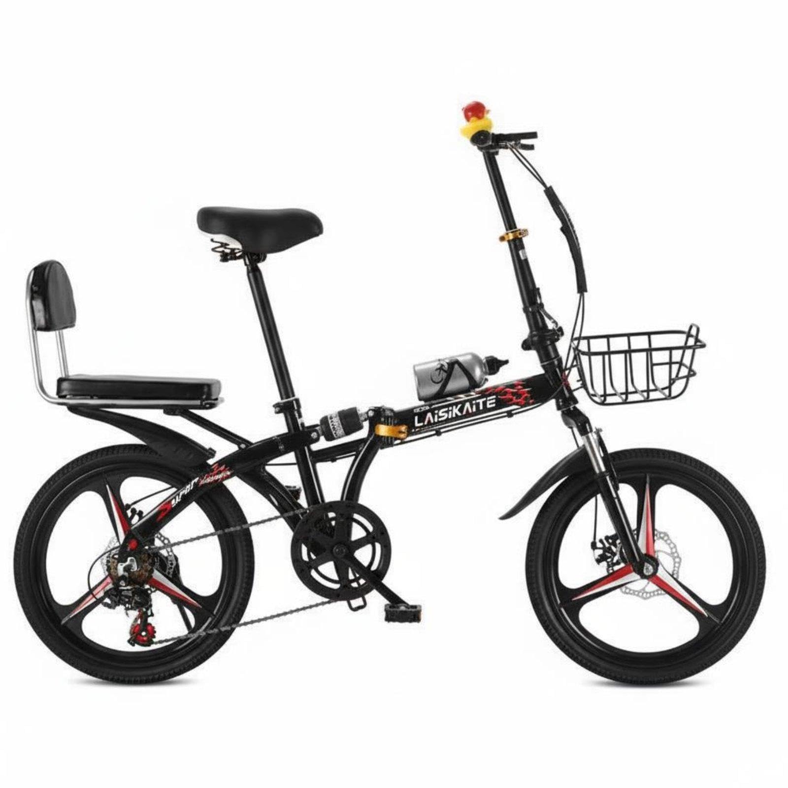 Variable Speed Folding Bike Foldable Folding Cycle Installation Portable Cycle for Students, Commuters, Commuting, Travel 16 Inch Ss 3-Spoke Blk-image-37