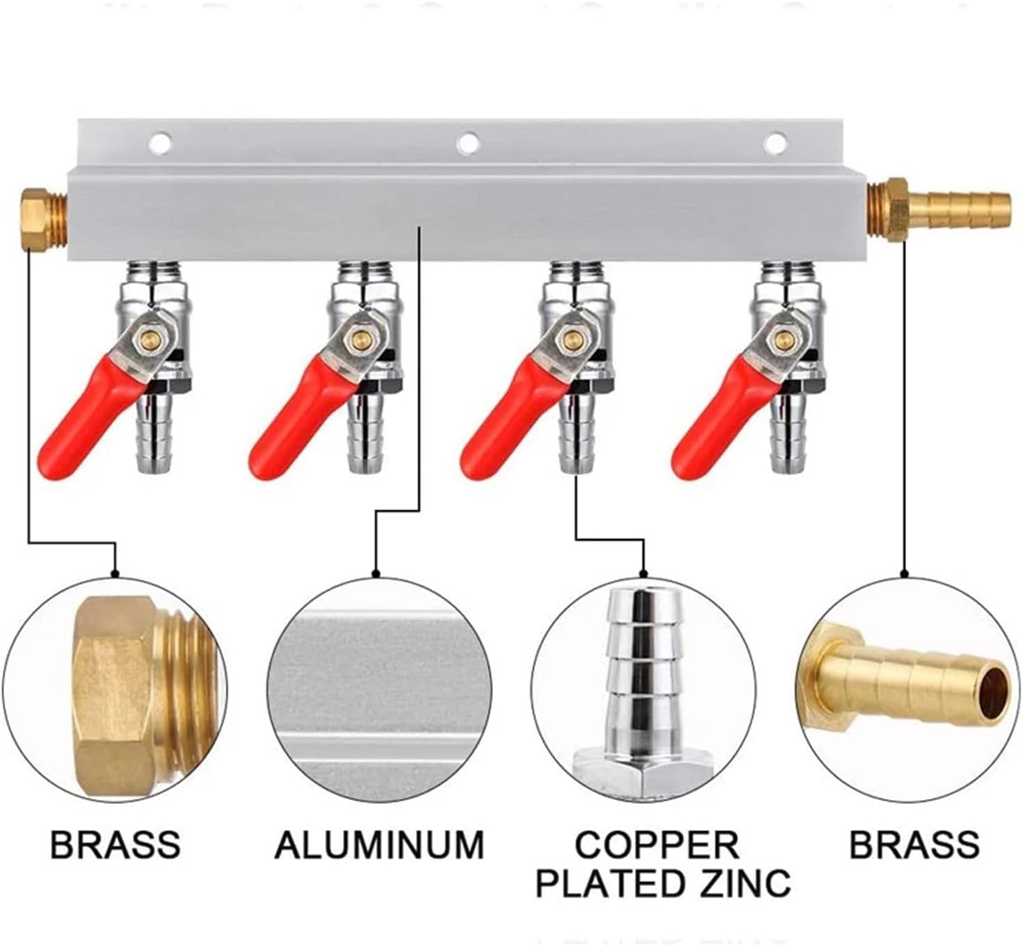 Home Brewing Gas Manifold, Homebrew Beer Gas Distributor, Air Distributor Co2 Manifold Splitter 5/16"" Barb Fittings (2way/3way/4way) Brewing Accessories(3 Way)