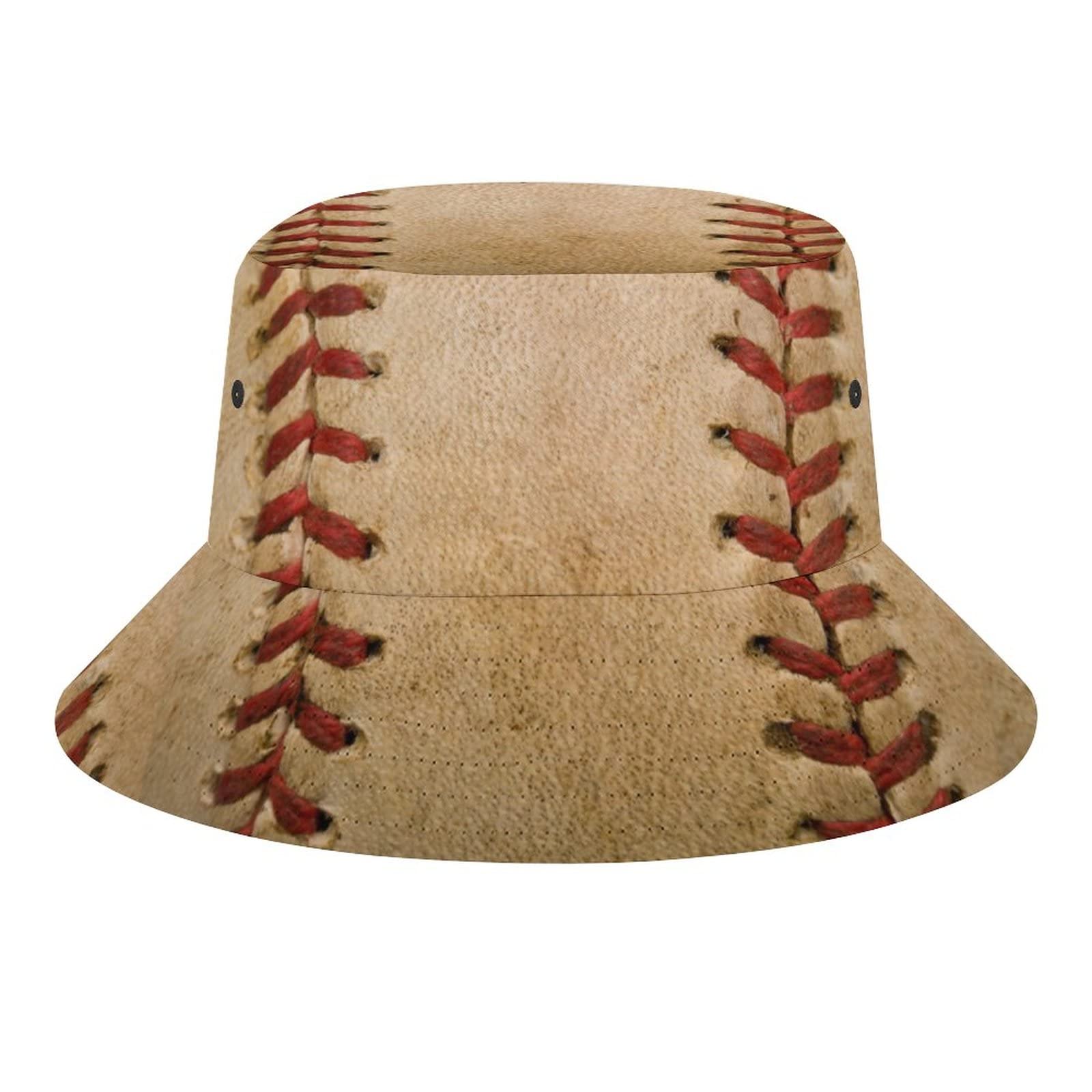 Softball Retro Baseball Bucket Hat for Women Sports Ball Fisherman Cap Sports Ball Sun Hat for Men Sports Ball Hats for Teens Summer Outdoor Beach