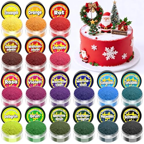 Lebensmittelfarbe Pulver - 18 Leuchtende Farben Lebensmittelfarbe Set, Hochkonzentrierte Pulver Food Colouring zum Dekorieren von Kuchen, Backen, Schleim, Vegan - 2g