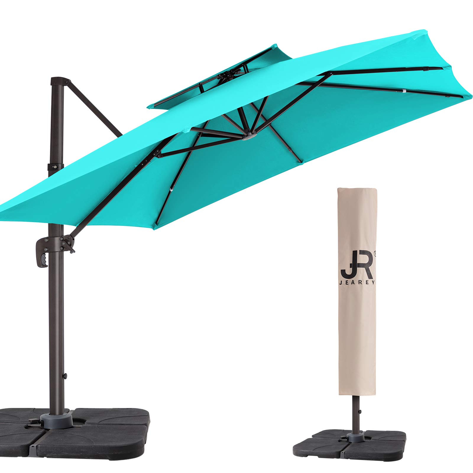 Buy JEAREY 12FT Patio Umbrella Double Top Deluxe Square Hanging Patio