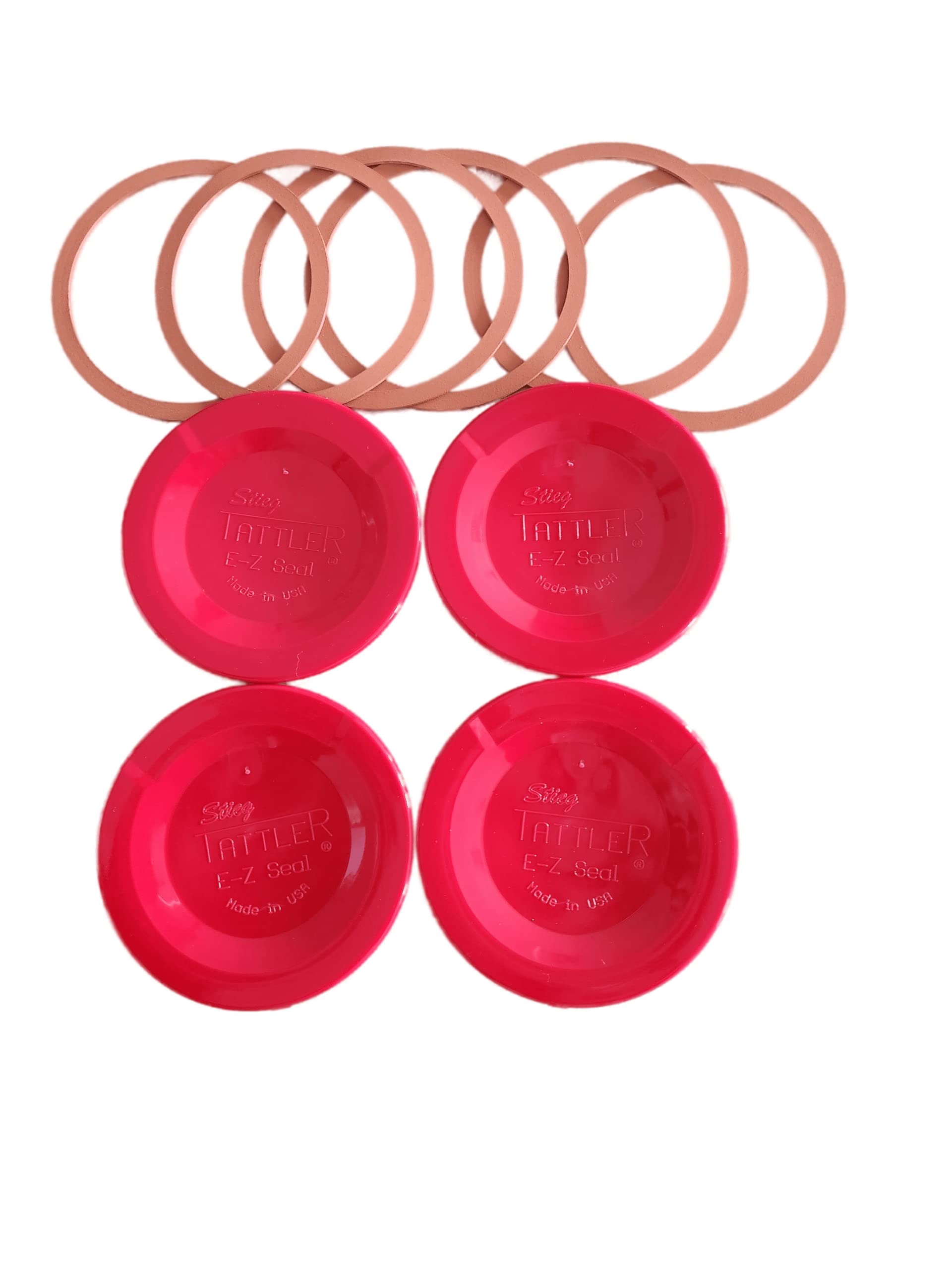 Authentic Tattler E-Z Seal Reusable Canning Lids 200 Bulk REGULAR Mouth Lids & 200 REGULAR Mouth Rubber Rings COLOR: RED - MADE IN THE USA!