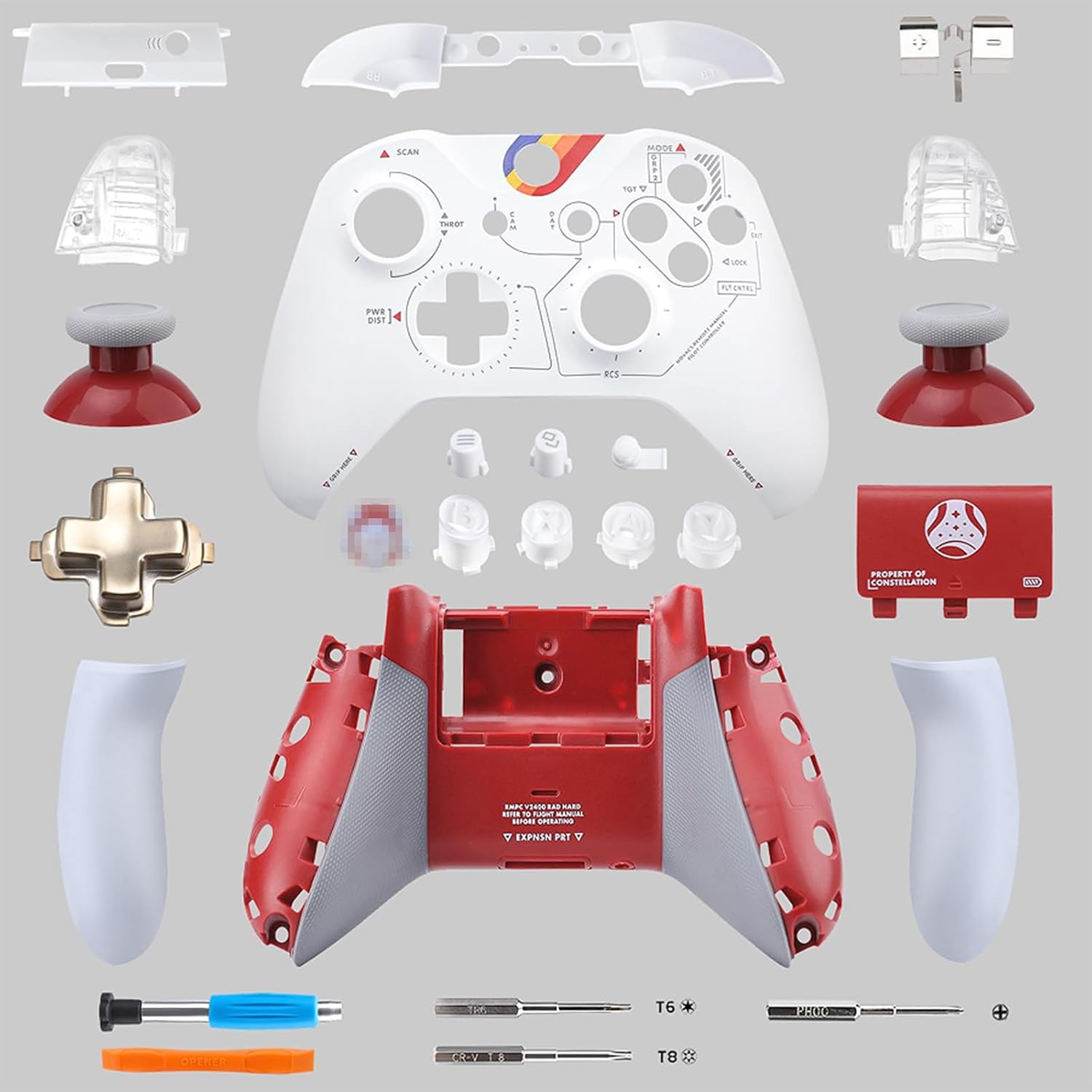 VANPARK Housing Shell Set Replacement, Front Case Cover Backplate Only Compatible with Xbox One S/X Controller(Model 1708)(Controller is NOT Included)