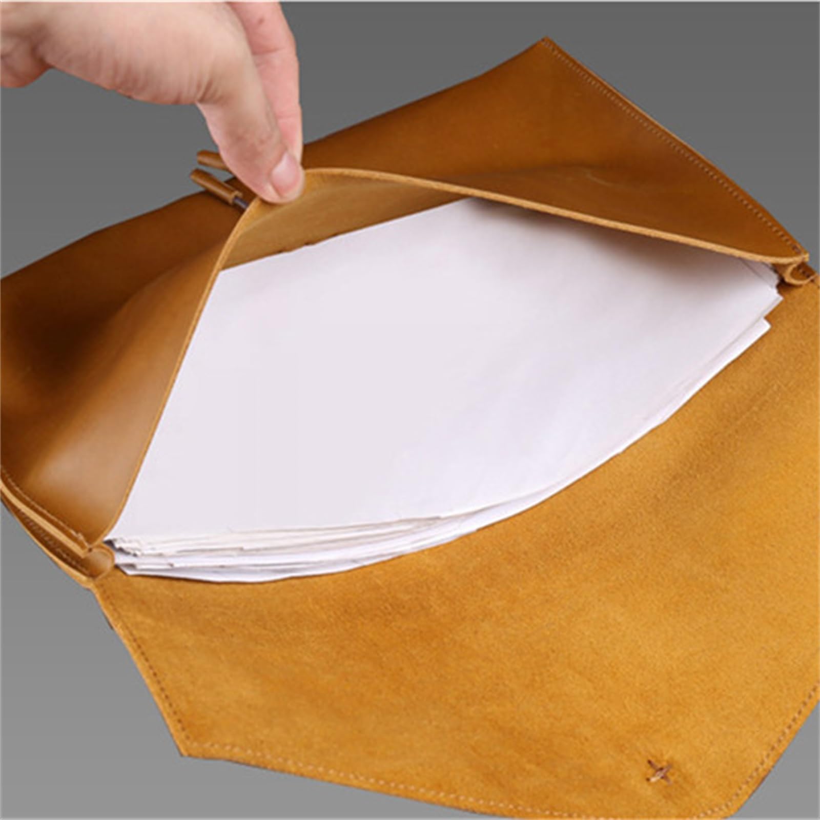 Etui na dokumenty ze skóry PU, Skórzany organizer na dokumenty A4, teczka biznesowa, duża pojemność, wielokolorowy, 34x24x2,5 cm(Brown)