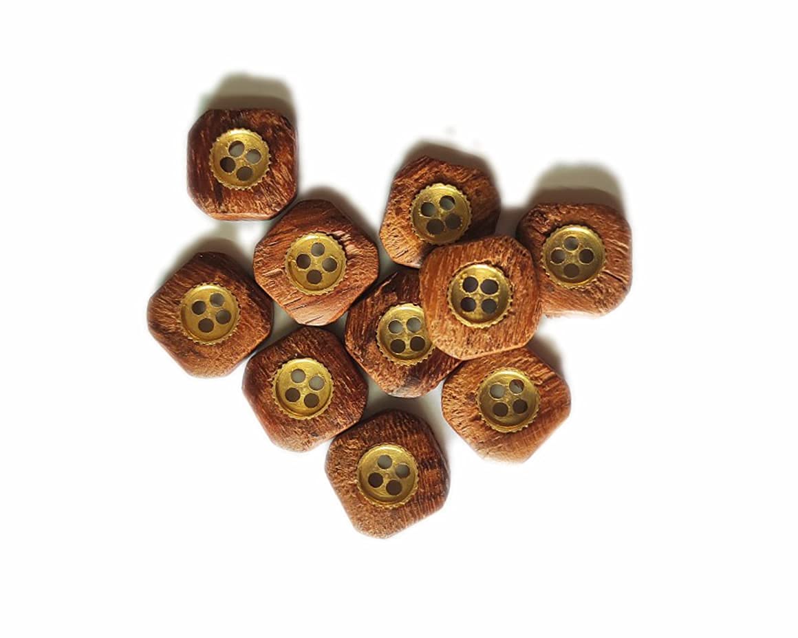 Ekta Enterprise Natural Sheesham Square Wooden Button with Brass Button Inside for Clothing, Designer Collection of Ethnic Ware, Ladies Kurties, Sewing, Men Kurta, DIY Art and Craft Pack of 50-image-28