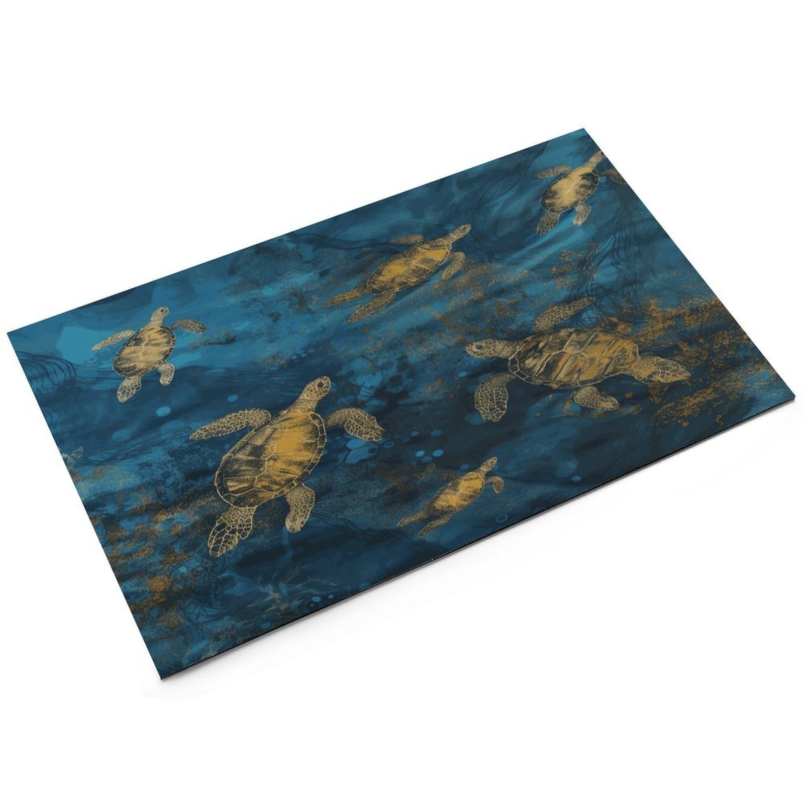 Sea Turtle1 Tapis de nourriture pour chat – Tapis d'alimentation antidérapant pour chien facile à nettoyer pour la nourriture et l'eau, tapis de gamelle pour chien et chat 43,2 x 76,2 cm