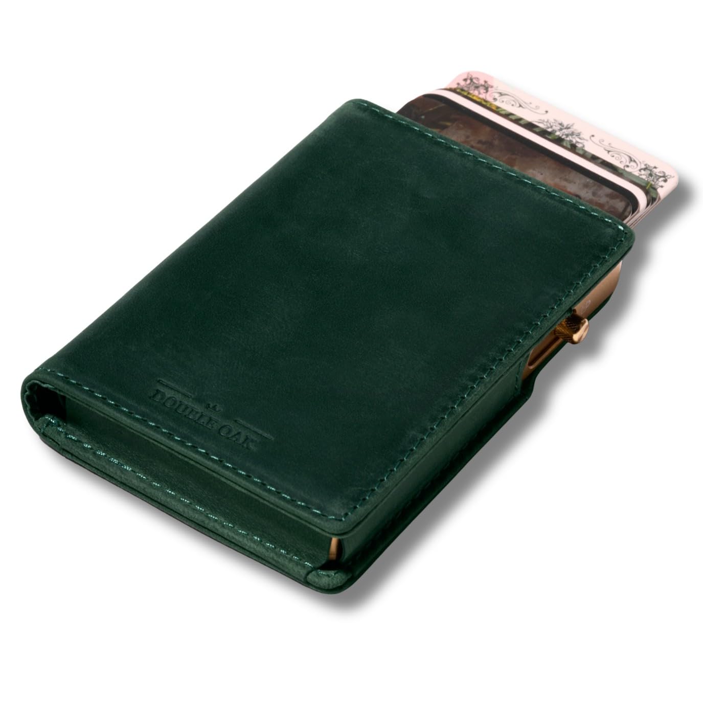 Double Oak Essentials Pop-up Wallet | RFID Blocking Leather Minimalist Wallet | Slim Wallet for Men | Top Grain Leather, Holds up to 10 Cards Plus