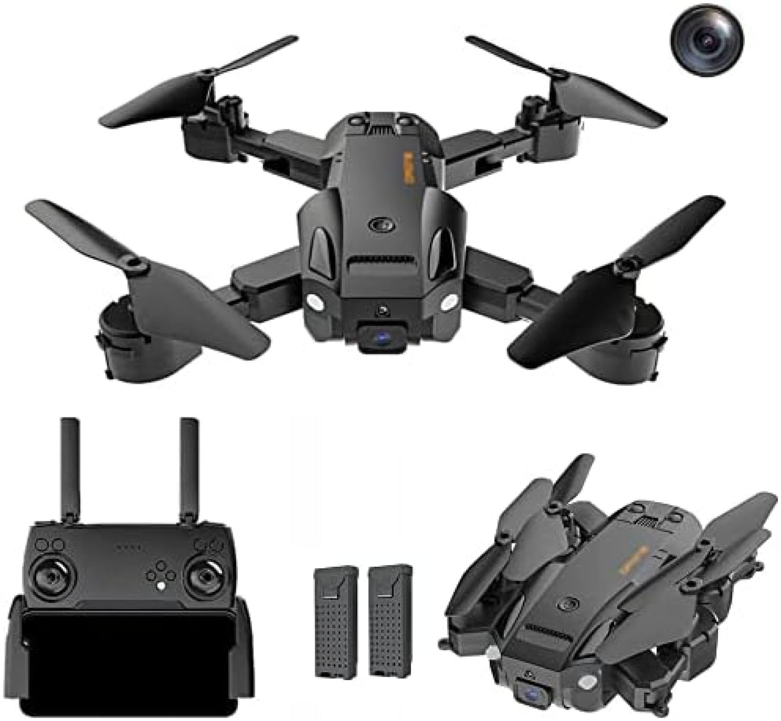 Drone Pieghevole su Tre Lati per Evitare Ostacoli con Fotocamera HD 8K per Adulti, quadricottero con 2 batterie, Ritorno Automatico a casa, seguimi, Raggio di Controllo Lungo, Passaggio del