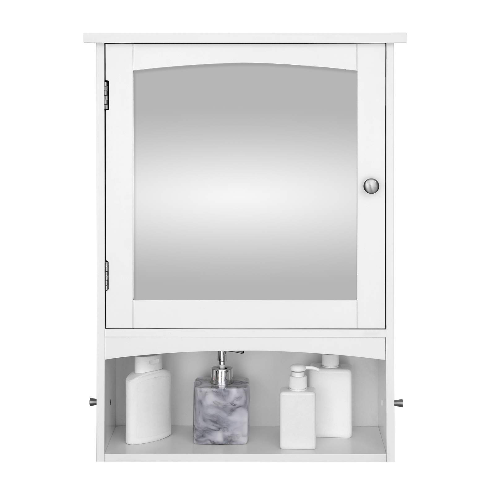 VASAGLE Mirror Wall Storage with Open Compartment and