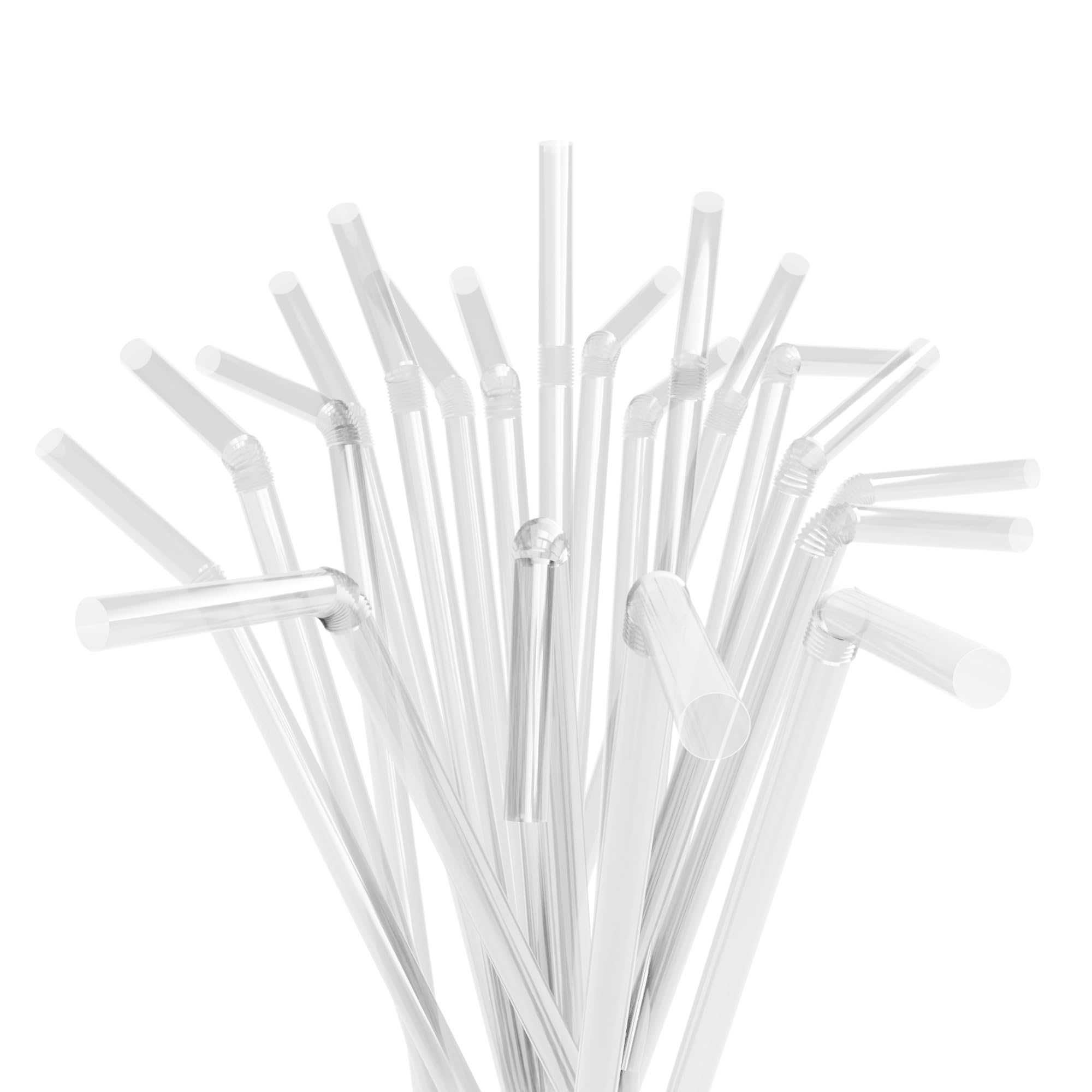 Super Wide Plastic Flexible Milkshake Smoothie Straws (Clear, 100ct) (8.5" x 0.31")