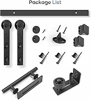 Vista 7 de EaseLife Kit de herrajes para manija y riel de puerta corrediza de granero de 4 pies, polea recta, se desliza suavemente silenciosamente, fácil