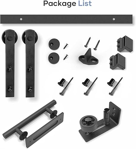 Vista 7 de EaseLife Kit de herrajes para manija y riel de puerta corrediza de granero de 4 pies, polea recta, se desliza suavemente silenciosamente, fácil