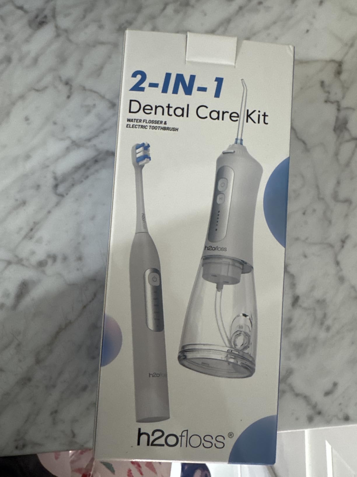 H2ofloss Sonic Electric Toothbrush and Water Flosser Combo, Rechargeable 2000mAh Toothbrush and 2500mAh Oral Irrigator with 300ml Tank, 4 Brush Heads, 5 Nozzles, 2 in 1 for Home and Travel (White)