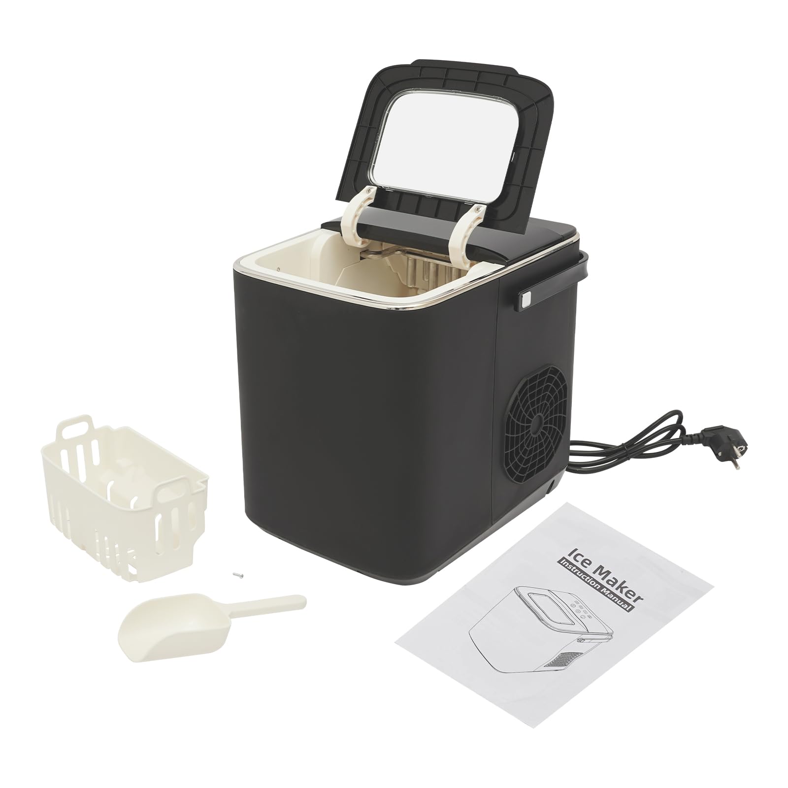 Máquina de cubitos de hielo pequeña capacidad: 108 unidades, silencioso, color negro