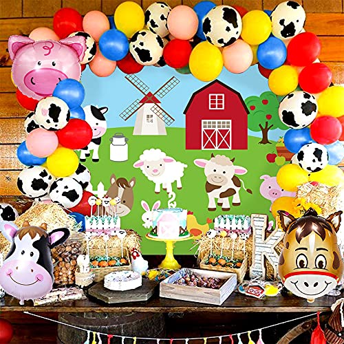 122 PCS Farm Animals Party Supplies Farm Animals Birthday Decoration Farm Animals Birthday Backdrop Farm Animals Party Supplies Cow Balloons Pig Balloons