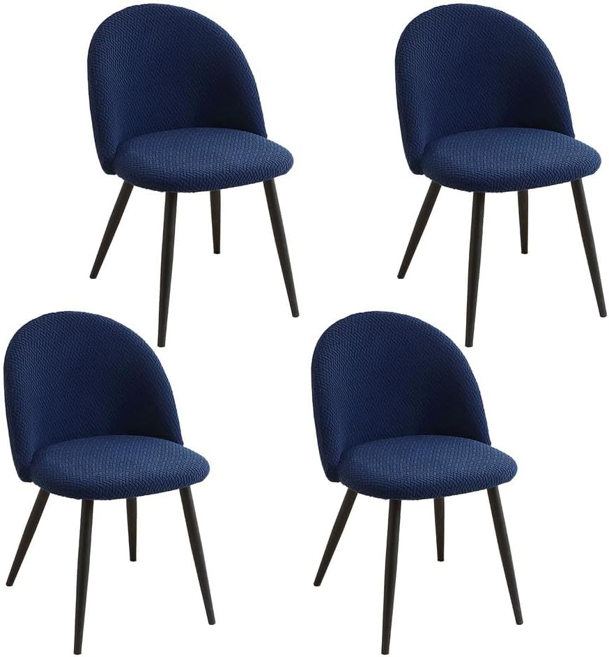 Dining Room Chair Cover Curved Back Chairs Slipcover Semi Circle Back Furniture Seat Protector for Kitchen Living Room Hotel,Black 4pcs