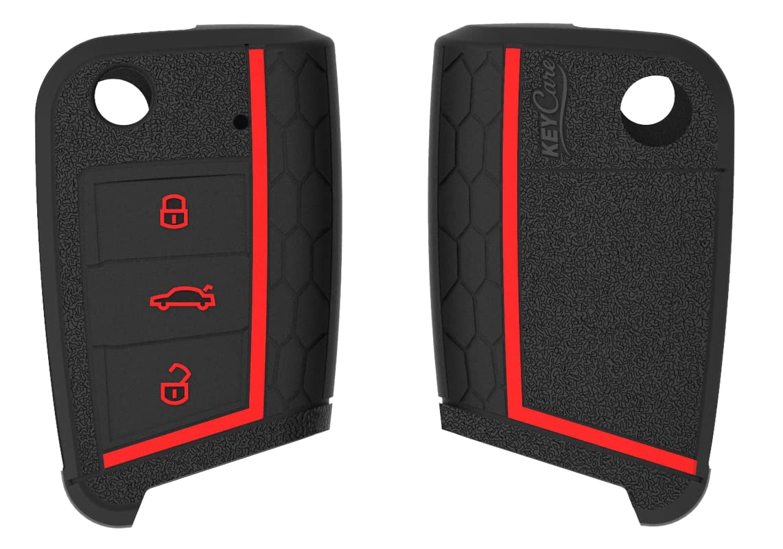 Carrnama Silicone Key Cover and Keyring Compatible for Jetta, Taigun, T-ROC 3 Button flip Key