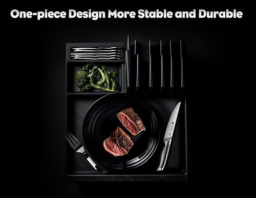 Miniatura 3 de WIZEKA Juego de 4 cuchillos para carne, acero inoxidable alemán, juego de cuchillos de filete dentados de 5 pulgadas, juego de cuchillos de diseño