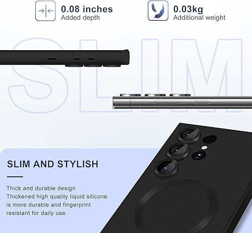 Miniatura 4 de Funda magnética para Samsung Galaxy S24 Ultra, carga inalámbrica compatible con Mag Safe silicona suave goma delgada delgada funda protectora a