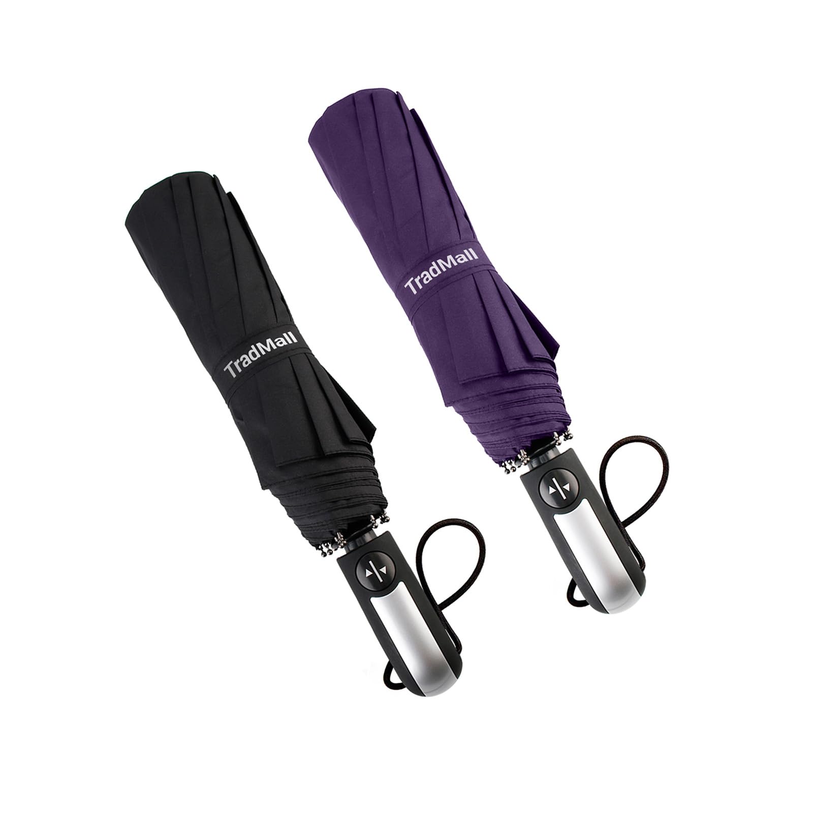 TradMall 2 Pack Travel Umbrella Windproof 46/56 Inches Large Canopy Reinforced Fiberglass Ribs Auto Open & Close