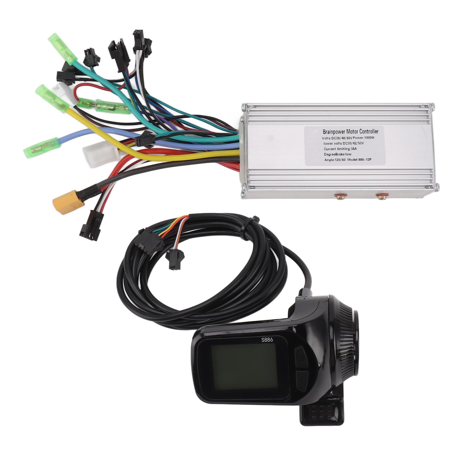 BuyWeek Kit de Controlador de Motor para Bicicleta Eléctrica Controlador de Onda Sinusoidal 36V 48V 60V 1000W 38A con Pantalla LCD S886