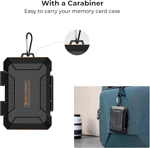 Miniatura 5 de K&F Concept Funda para tarjetas de memoria con 25 ranuras, funda de transporte antigolpes para 4 tarjetas SD, 4 tarjetas CF o 4XQD, 4 tarjetas