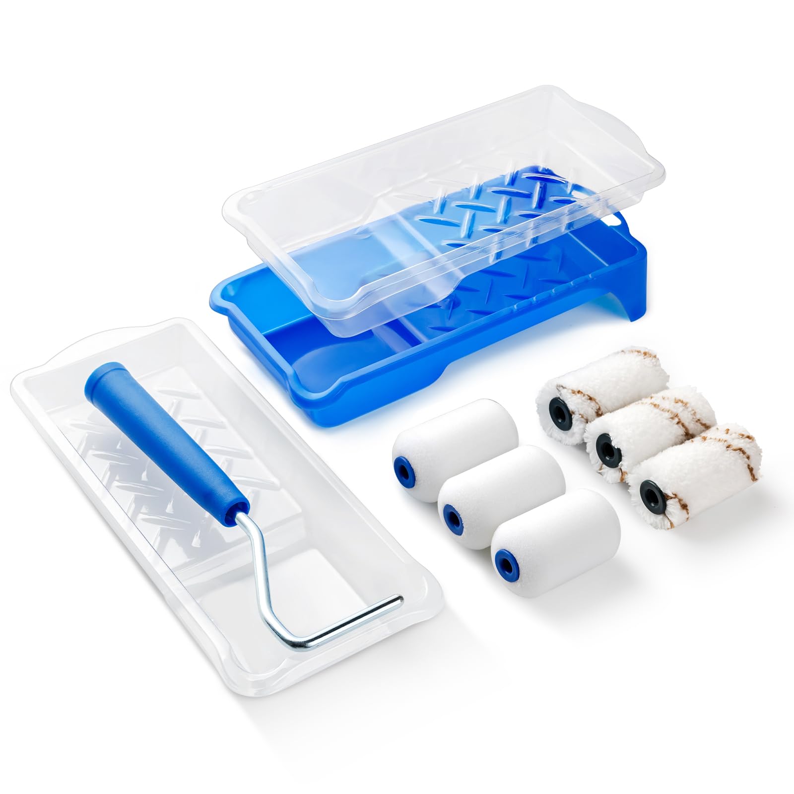 Mister Rui 2 Inch Paint Roller Set, Paint Tray, Small Paint Roller