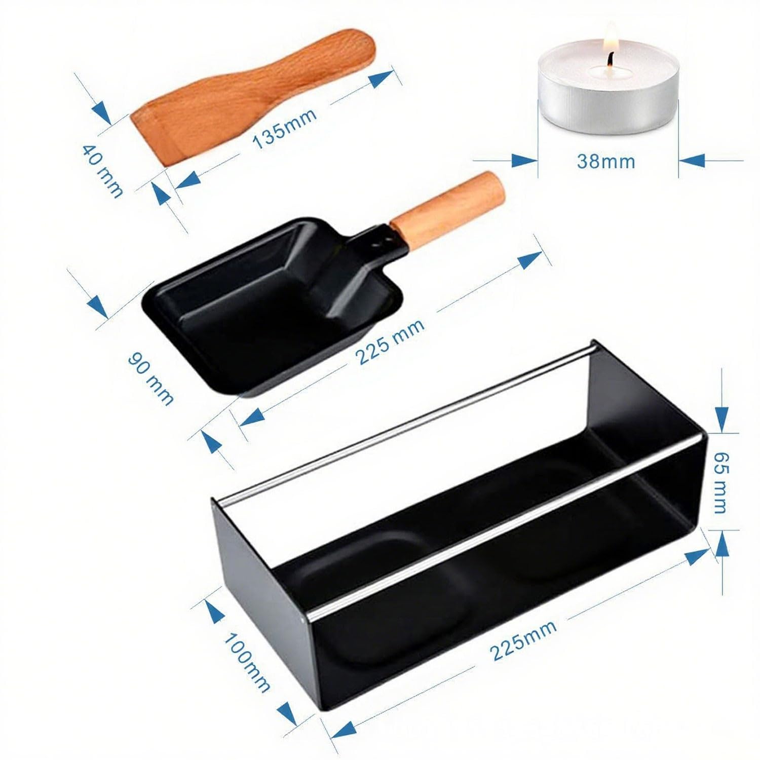 Griglia per formaggio a doppia piastra, raclette in acciaio inox con candele, mini padella antiaderente per formaggio, carne, pesce e verdure