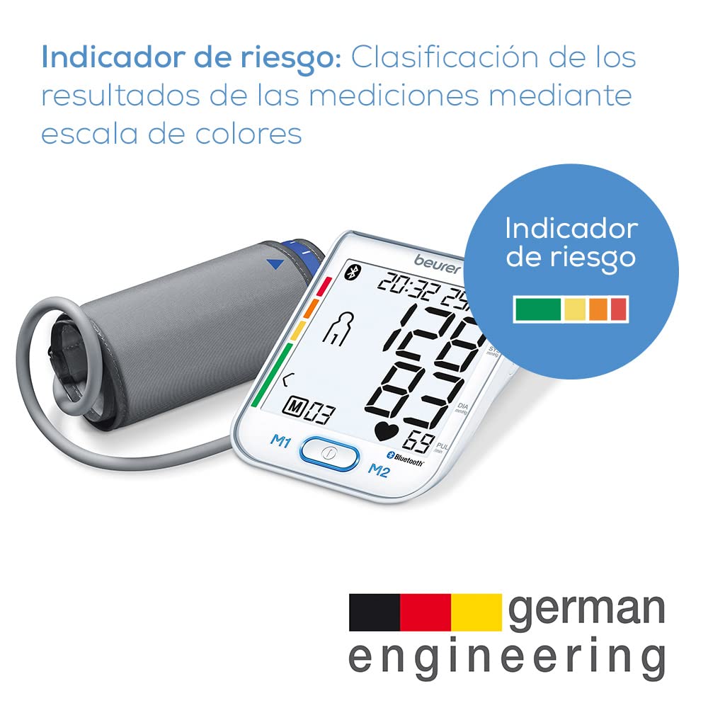 Beurer BM 77 Tensiómetro de brazo, con indicador de reposo patentado, conexión a app con protección de datos certificada, también apto para embarazadas