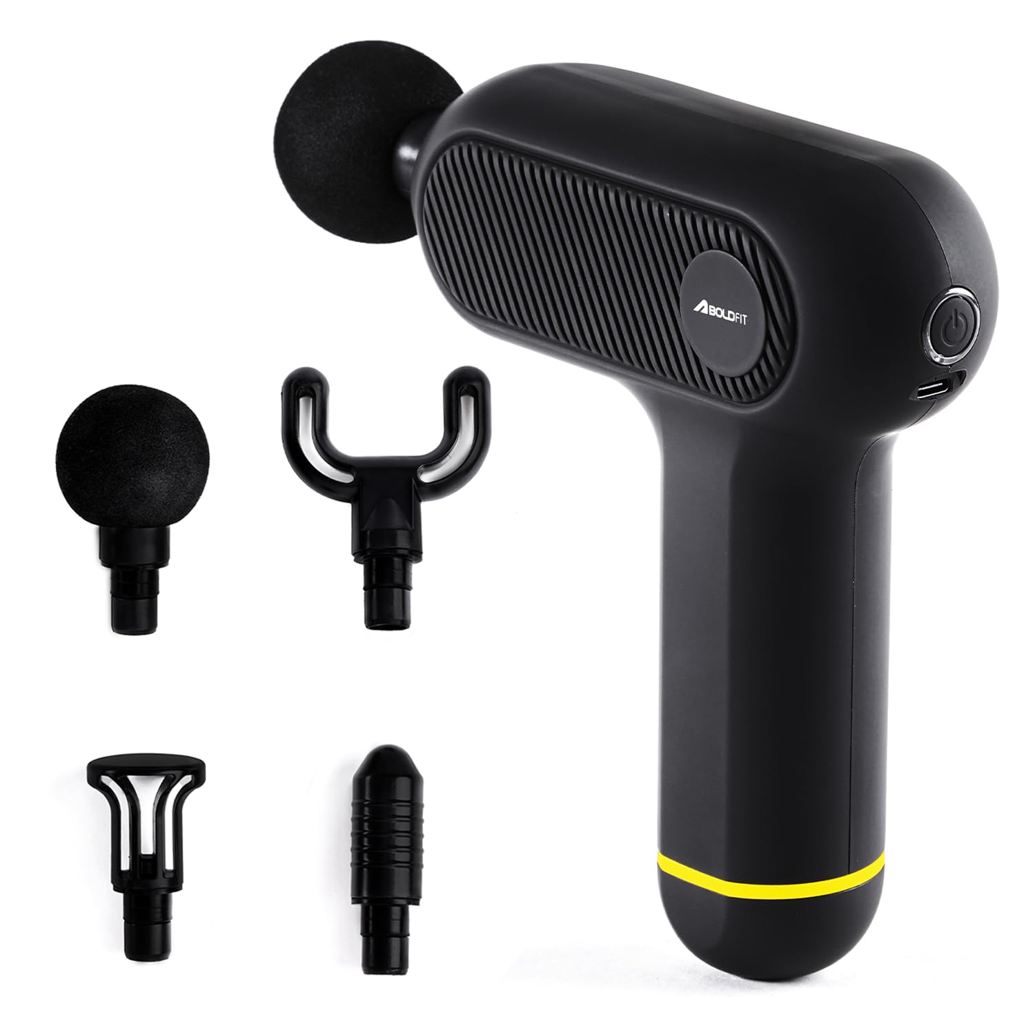 Boldfit BoldGun Restore Mini Full Body Massage Gun for Pain Relief - Deep Tissue Muscle Massager with 4 Pro Heads, 5 Speed Levels & Type-C Charging for Gym & Home, Black-image-38