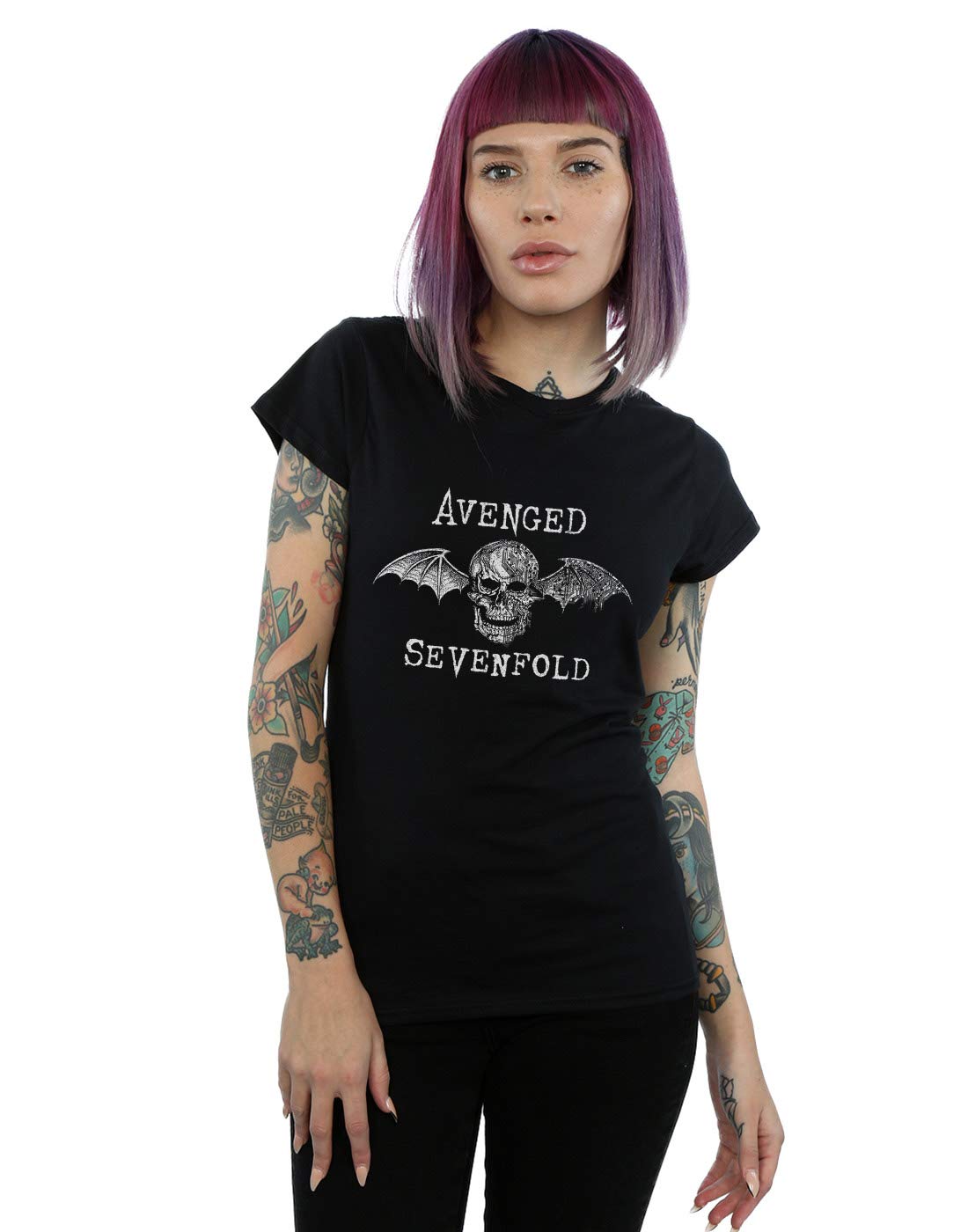 Absolute Cult Avenged Sevenfold Women's Cyborg Bat T-Shirt Black Small