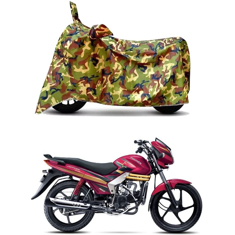Image of Waterproof 100% PVC Coated Bike Scooty Two Wheeler Body Cover Compatible for Mahindra Centuro Rockstar /UV-Rays /Heat Protection /Birds Dropping /Scratchproof /Dust Proof /All [6X6 Jungle Print]