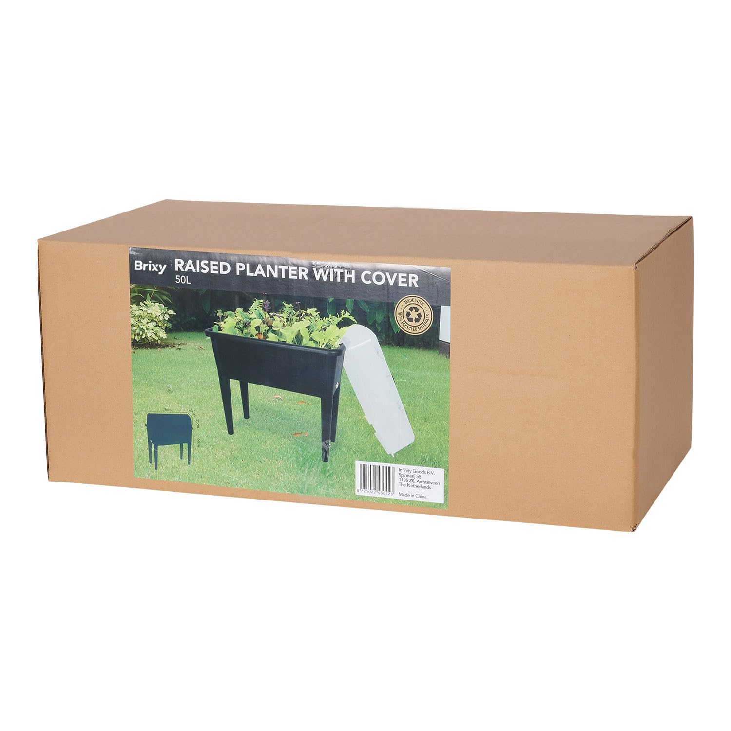 Brixy Wetterfester Anzuchttisch mit Deckel, höhenverstellbar, 76 x 37 x 85 cm, 70L Volumen, Schwarz