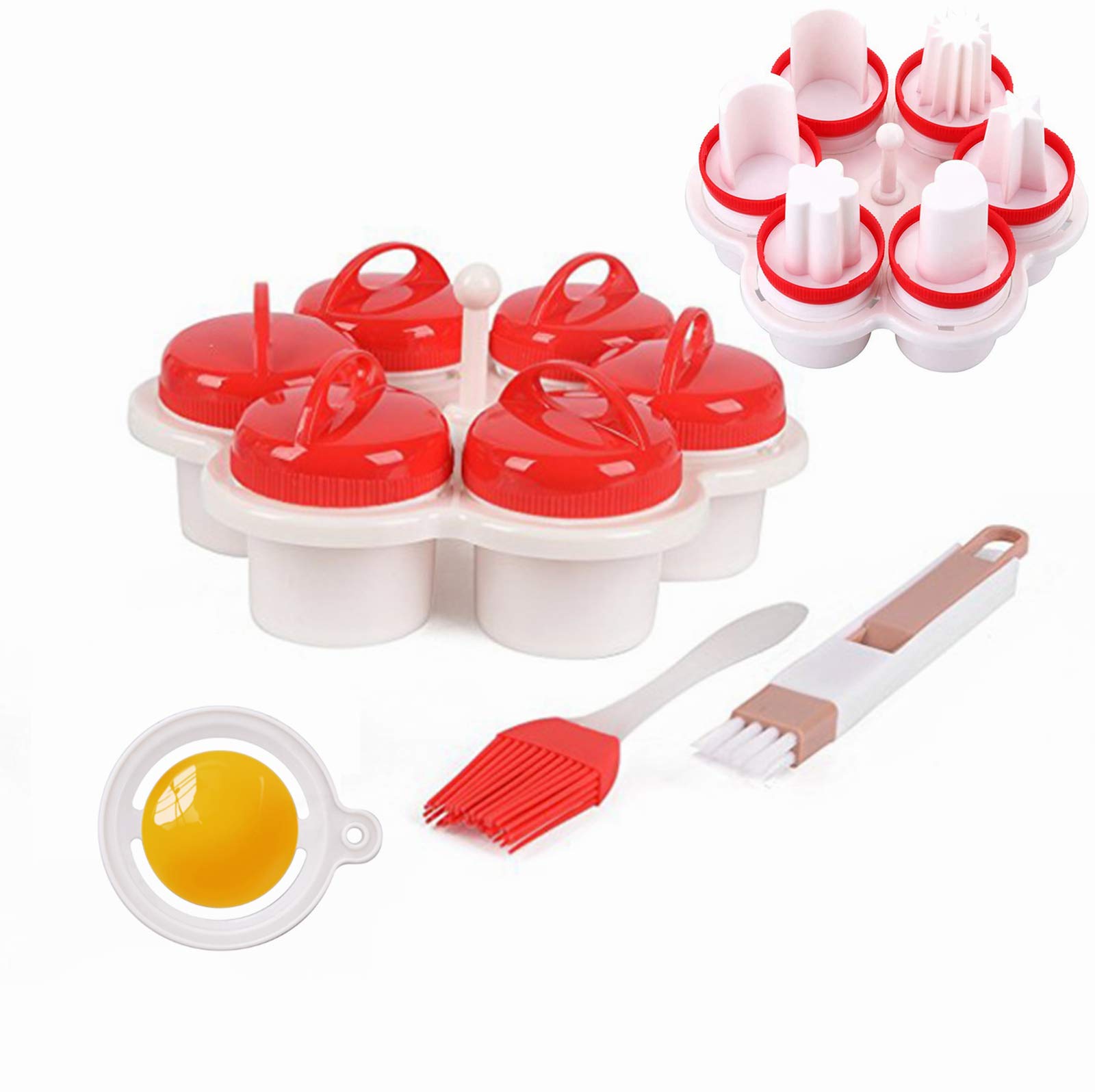 Stampini Uova In Silicone KOMUNJ - Set 6 Pezzi Per Uova Affogate E Cucina, Senza BPA