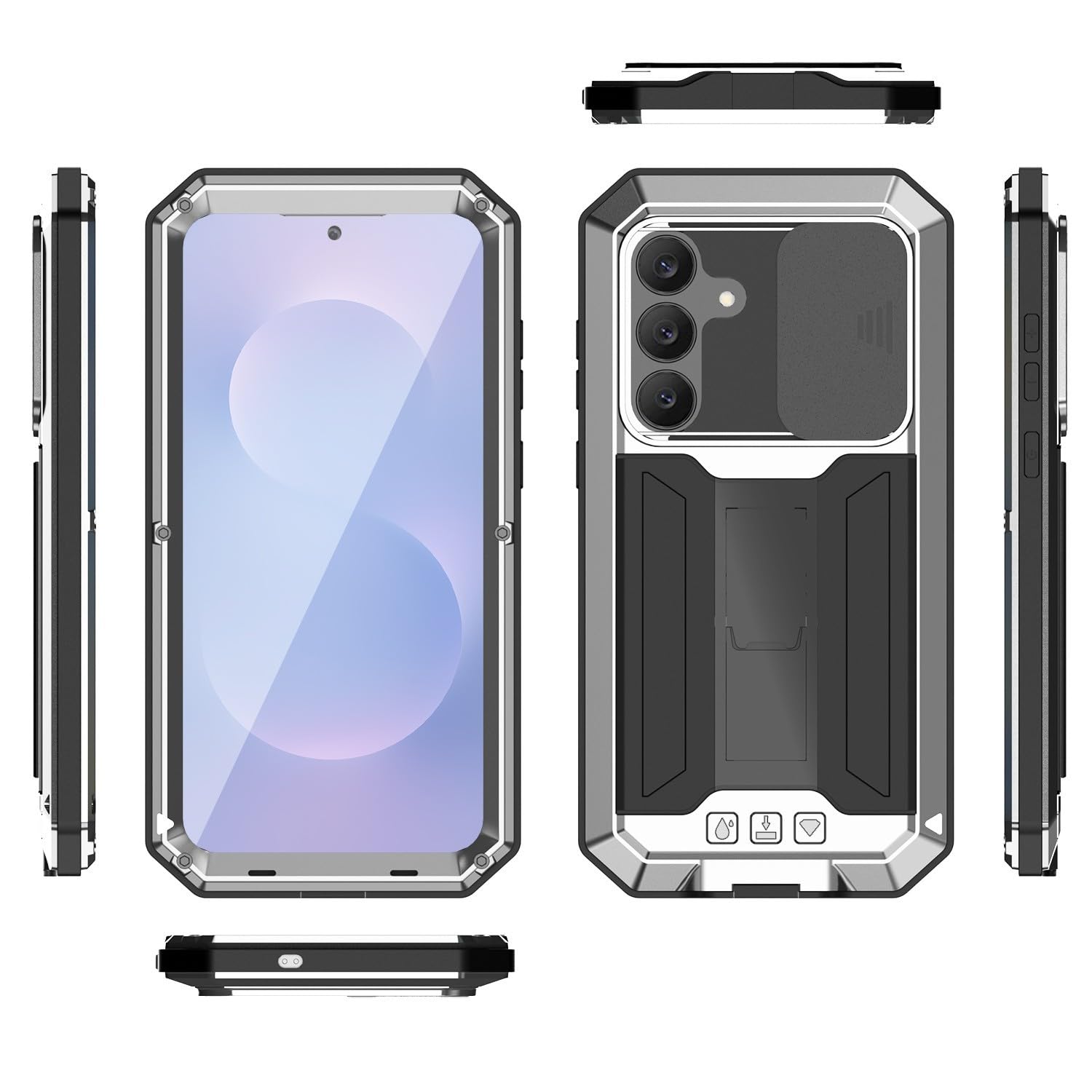 Coque Galaxy S25 FE 5G en métal rouge avec support silicone rigide - 8