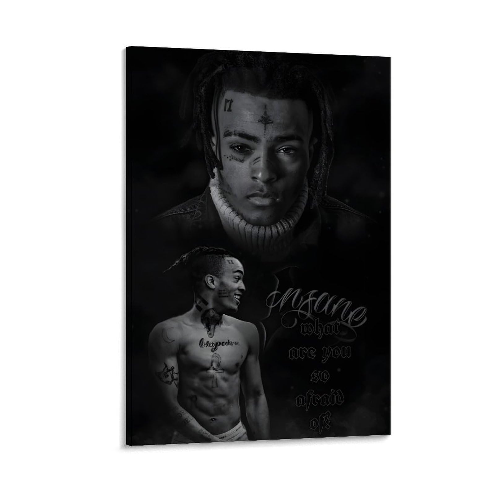 Pokkmnjb Frame-Style Xxxtentacion Rapper Posters Aesthetic Canvas Wall Art Print Home Decor For Bedroom Living Room08x12inch(20X30cm)