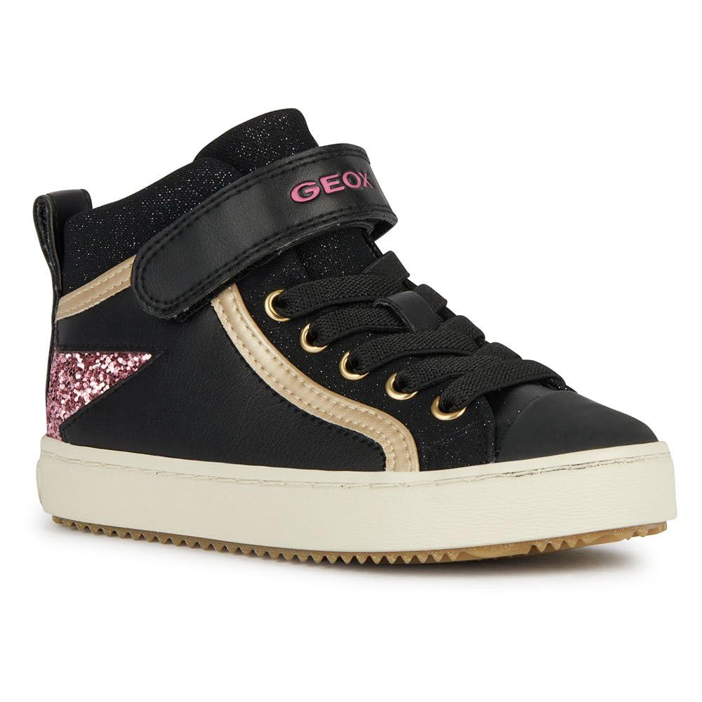 Geox Girl's J Kalispera Girl M Sneakers, Black Dk Pink, 11.5 UK Child