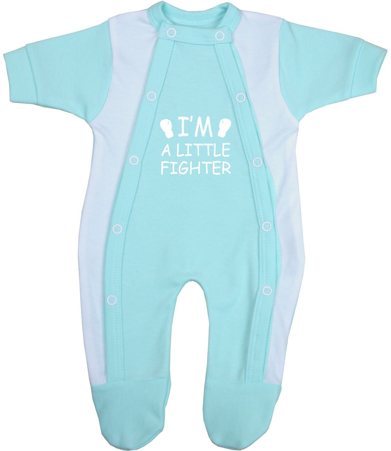 BabyPrem Premature Baby Little Fighter Sleepsuit 5.5-7.5lb Aqua 44-50cm